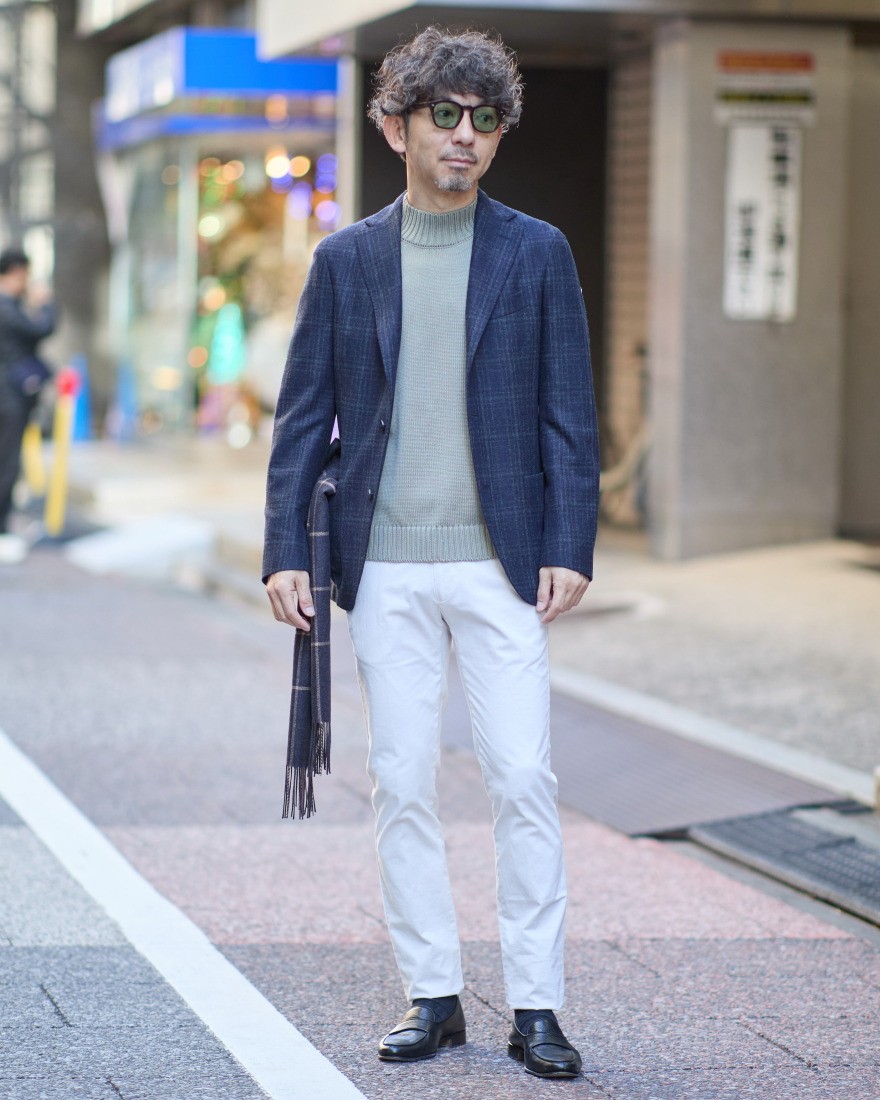 ネイビーチェックウール 3Bジャケット【DOVER/ドーヴァー】｜BOGLIOLI