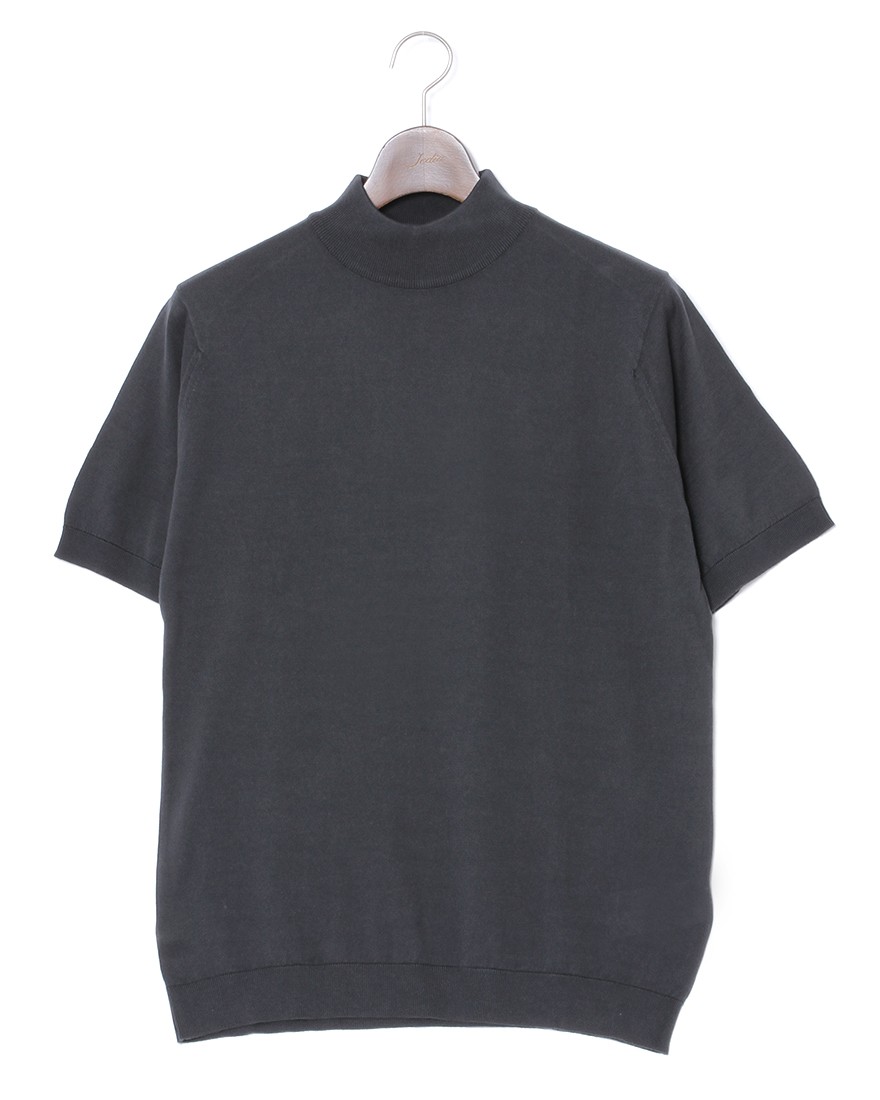 30G シーアイランドコットン 半袖モックネックニット【ARBER/MODERN