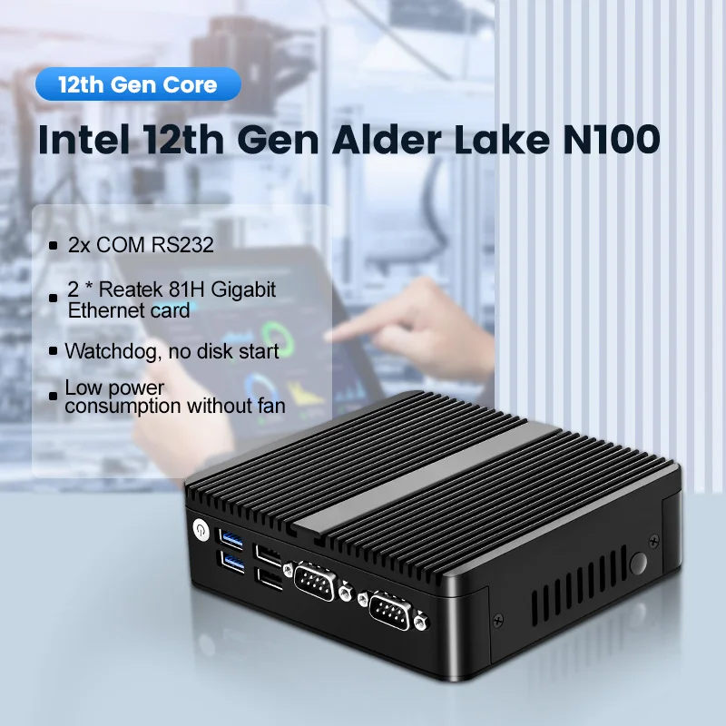 Topton 12th Gen Fanless Mini PC Alder Lake N100 N95 Quad Core Dual