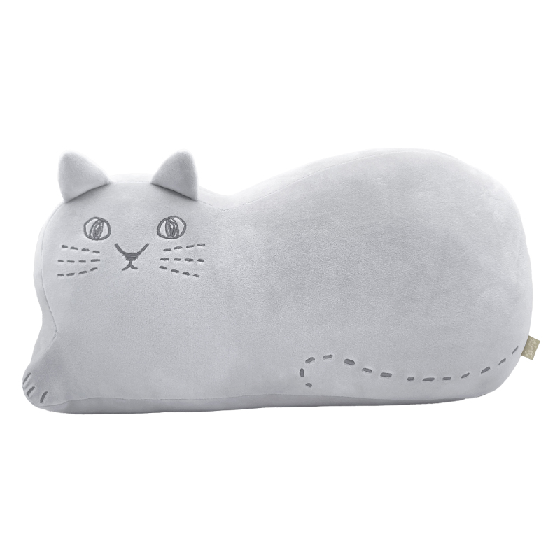 にゃふにゃふ ネコ ダイカットクッション グレー | お茶の通販・ギフト