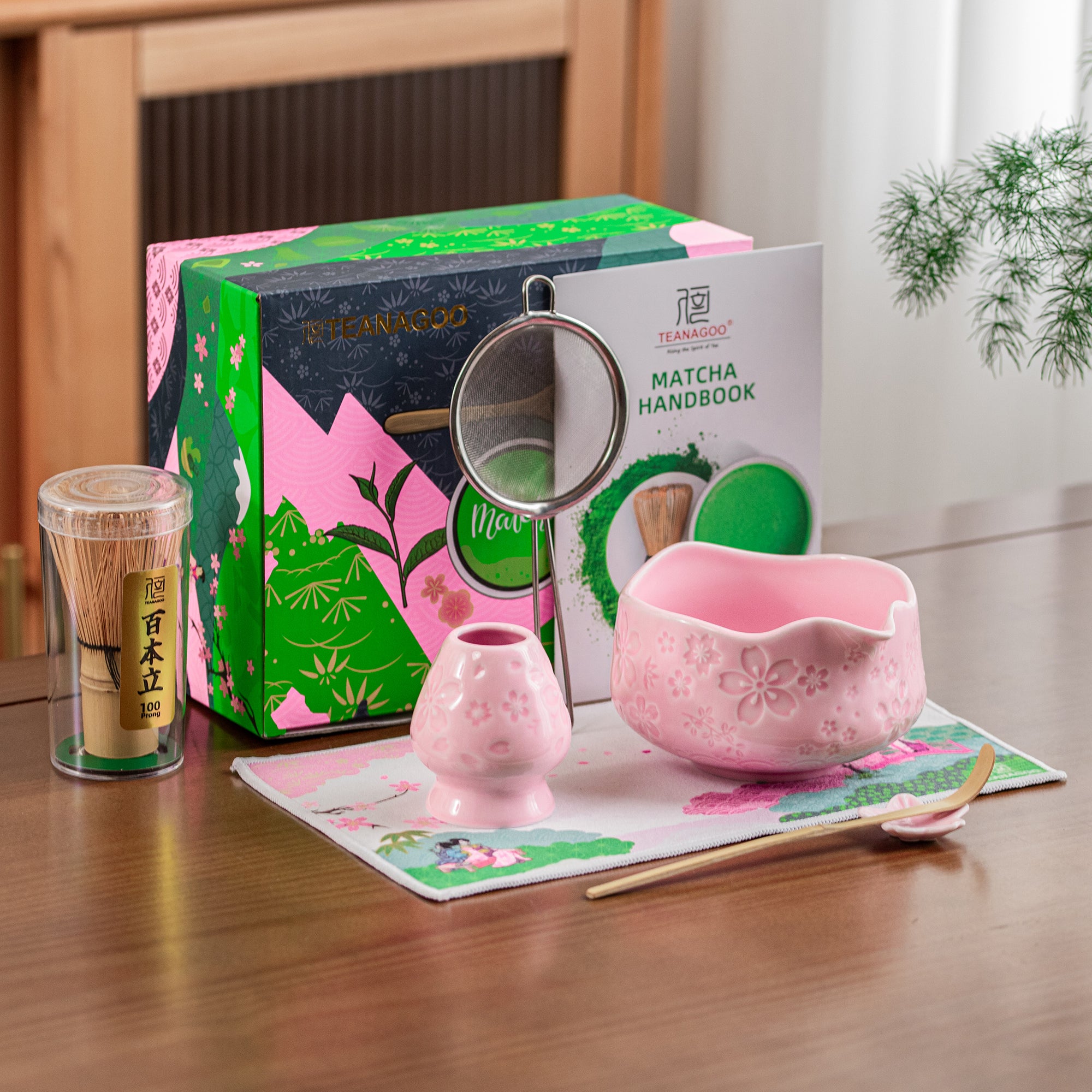 Matcha Set for Beginner Sakura Pink | Japanese Matcha Set | Teanagoo