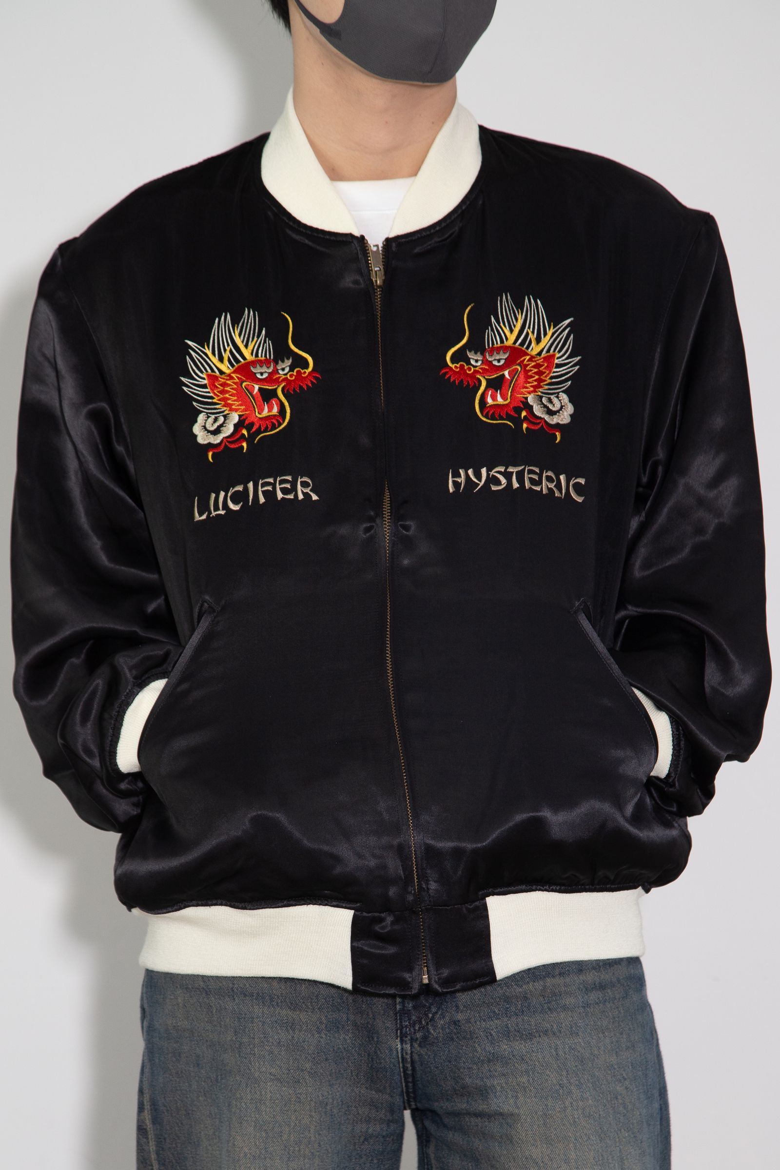 HYSTERIC GLAMOUR - DRAGON LADY TOUR刺繍 スカジャン / ブラック | Tempt