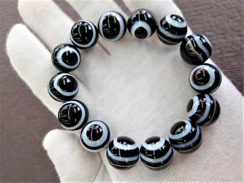 珍品】 天眼石 ブレスレット 16mm 天目天眼 白黒濃いめ｜郡山や田村で