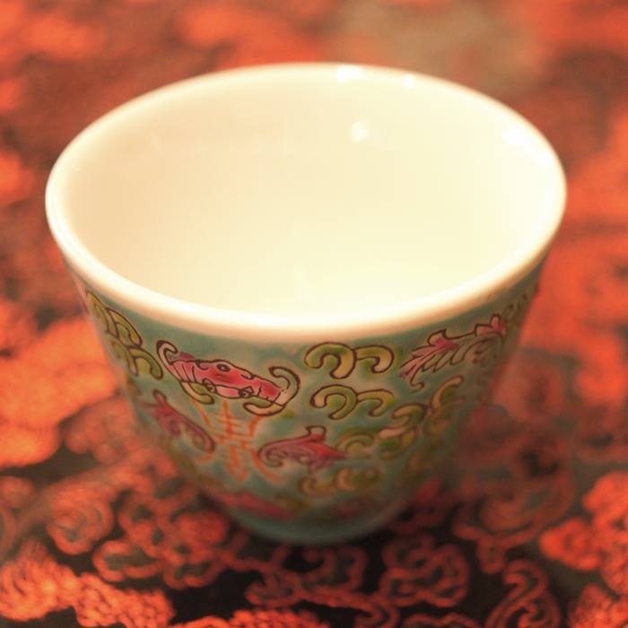 景徳鎮 緑洋連 粉彩 二紅 湯呑 No.2312580B - 横浜中華街天宝堂本店