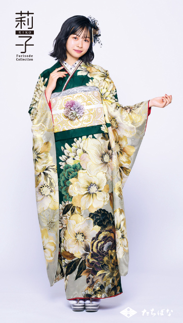 莉子着用の振袖-緑｜成人式の新作振袖ご紹介 RK-08