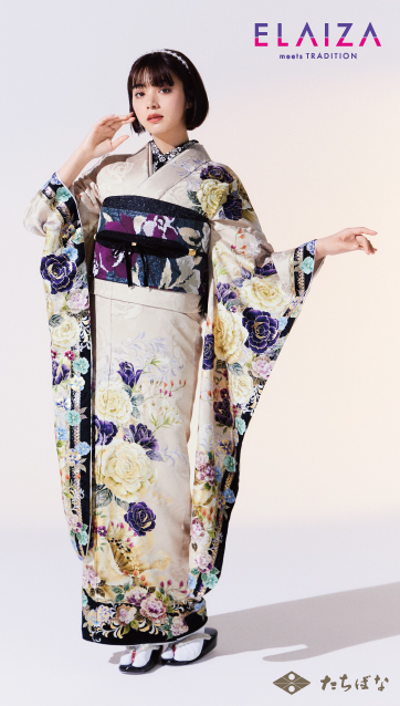 池田エライザ着用の成人式振袖-ベージュ｜成人式の新作振袖ご紹介 El-711