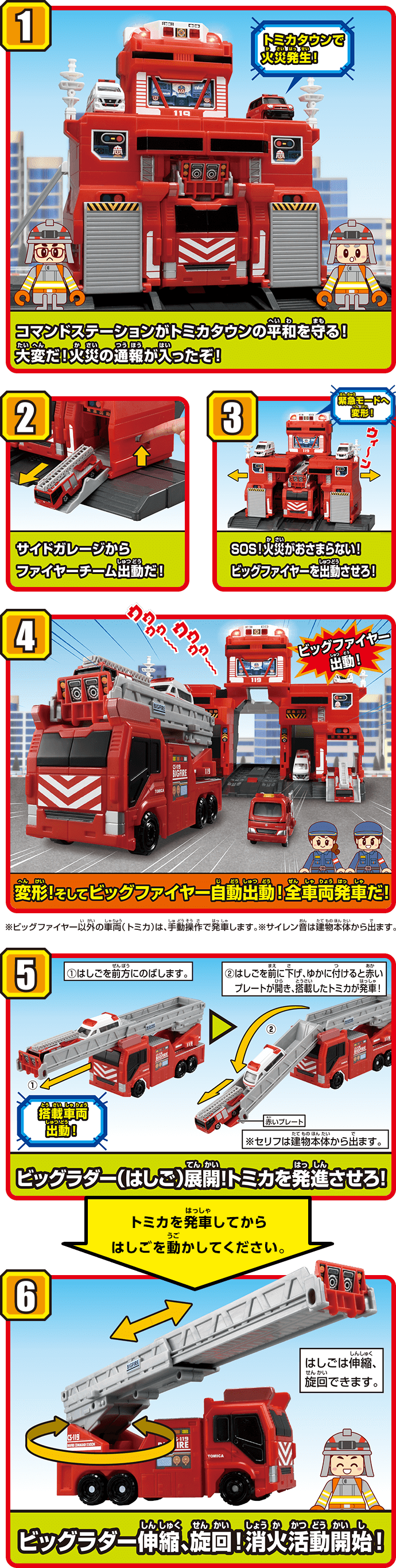 変形出動！ビッグファイヤー＆コマンドステーション｜トミカタウン