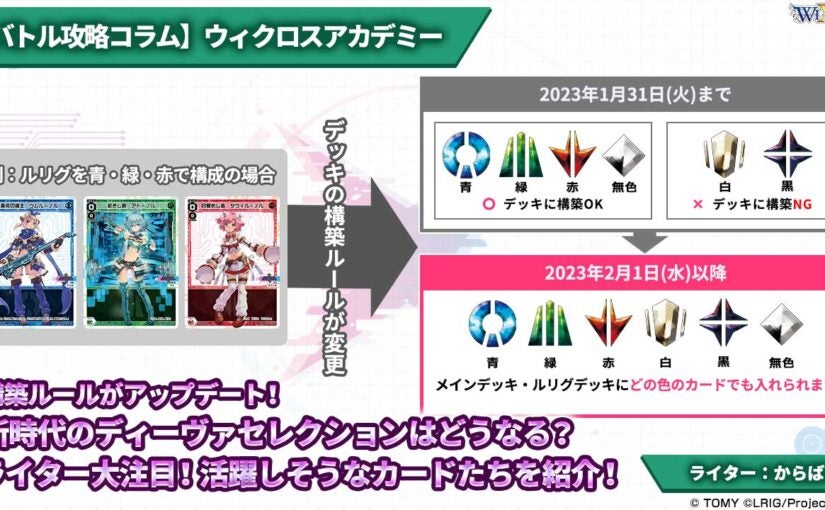 バトル攻略コラム】ウィクロスアカデミー 構築ルールがアップデート
