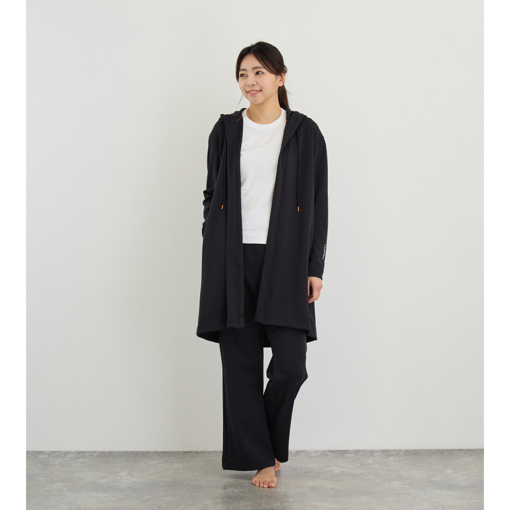 リカバリームーヴ ロングカーディガン レディース ブラック M→L