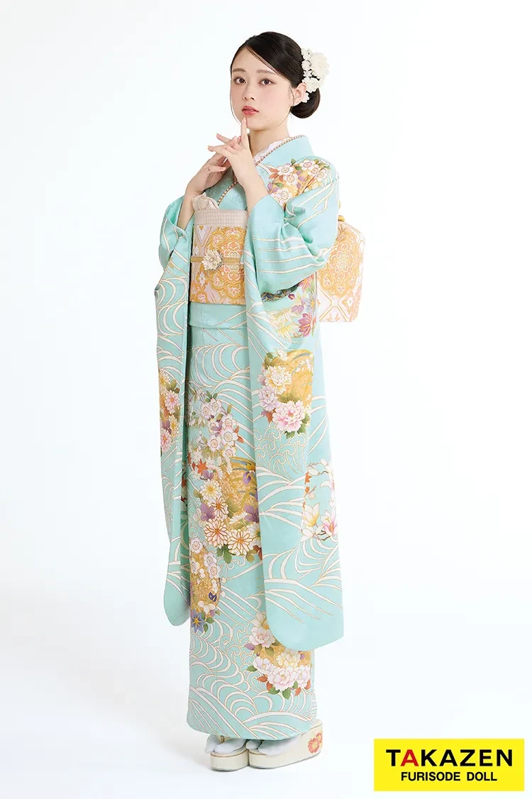 プレミアム古典 吉澤織物/最高級金彩手描友禅 水色 さわやか 綺麗 透明