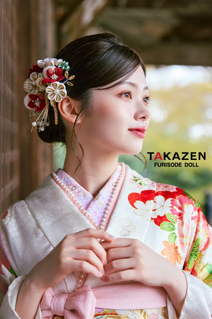 正統派古典 白/赤/白地 牡丹柄 はんなり 上品 きれいめ振袖 おしとやか