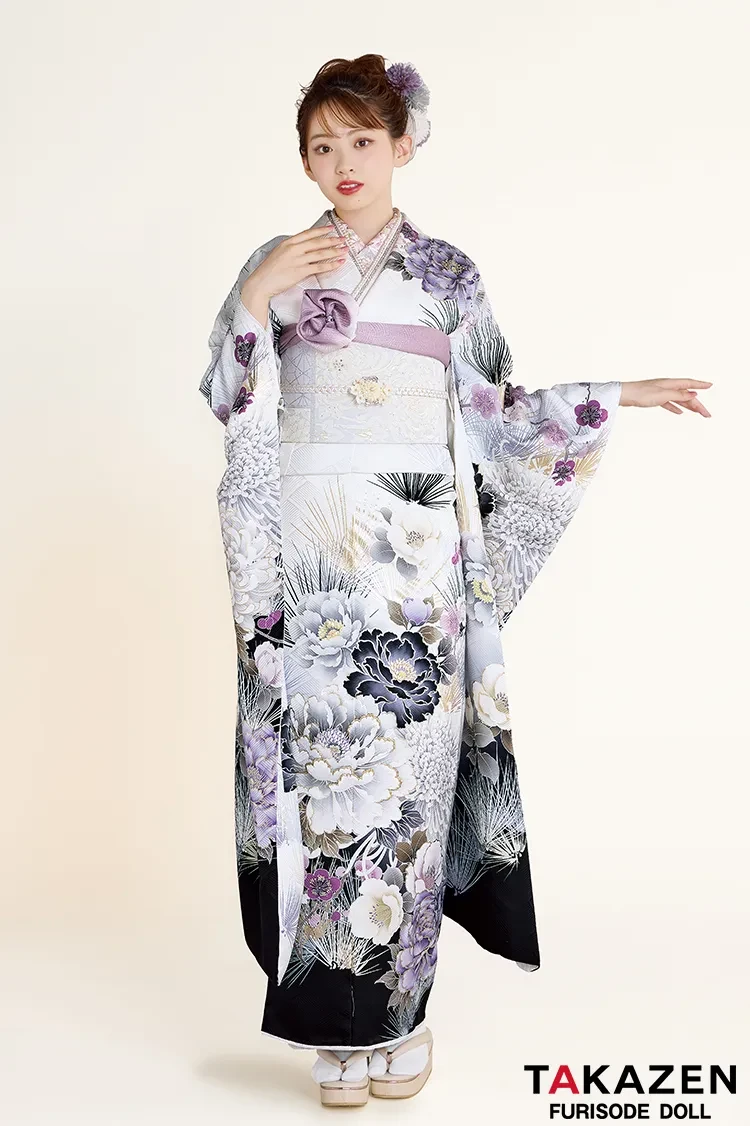 正統派古典 紫 牡丹柄/大柄 假屋崎省吾デザイン 豪華 華やか【通販可