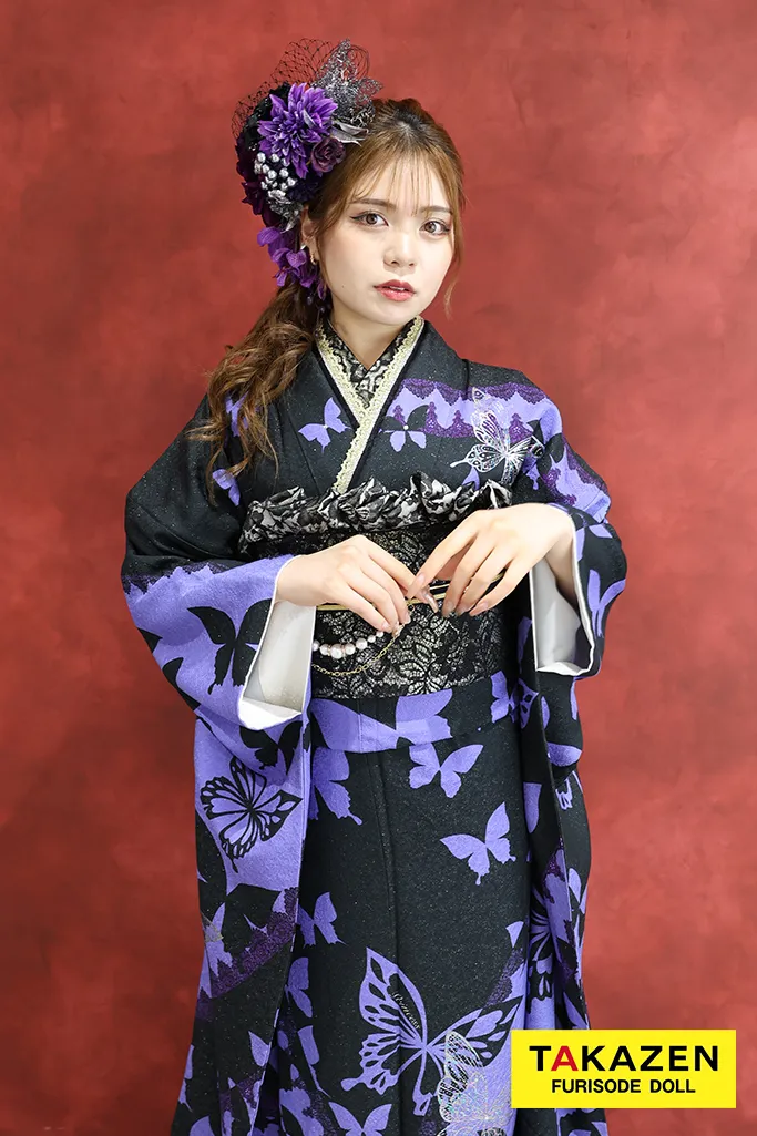 格安モード 黒/紫 蝶々柄 かっこいい グラマラス 派手 目立つ 人と被ら