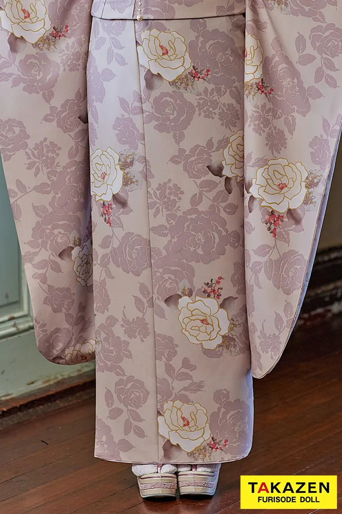くすみカラーレトロ ピンク/淡い色 バラ柄 フェミニン フレンチ