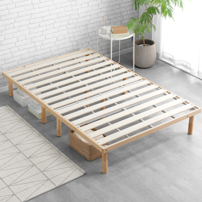 ダブル] 組み立て“超ラク” 折りたたみ すのこベッド 四つ折り 天然木