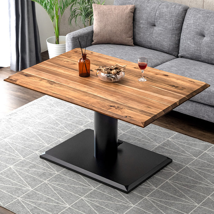 幅120cm] 天然木 アカシア 昇降テーブル 無段階 高さ調節 センター