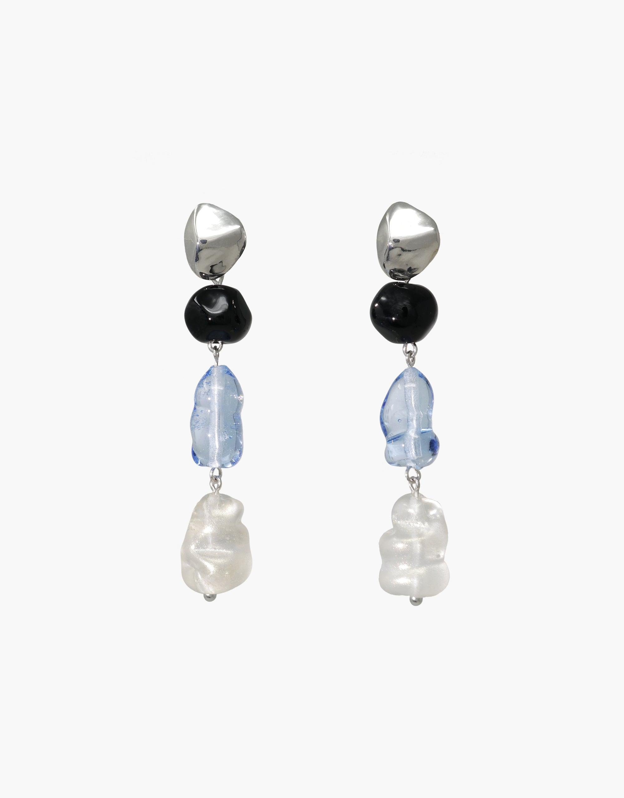 Blue Pearl Earrings Sustainably handmade in LA from discarded