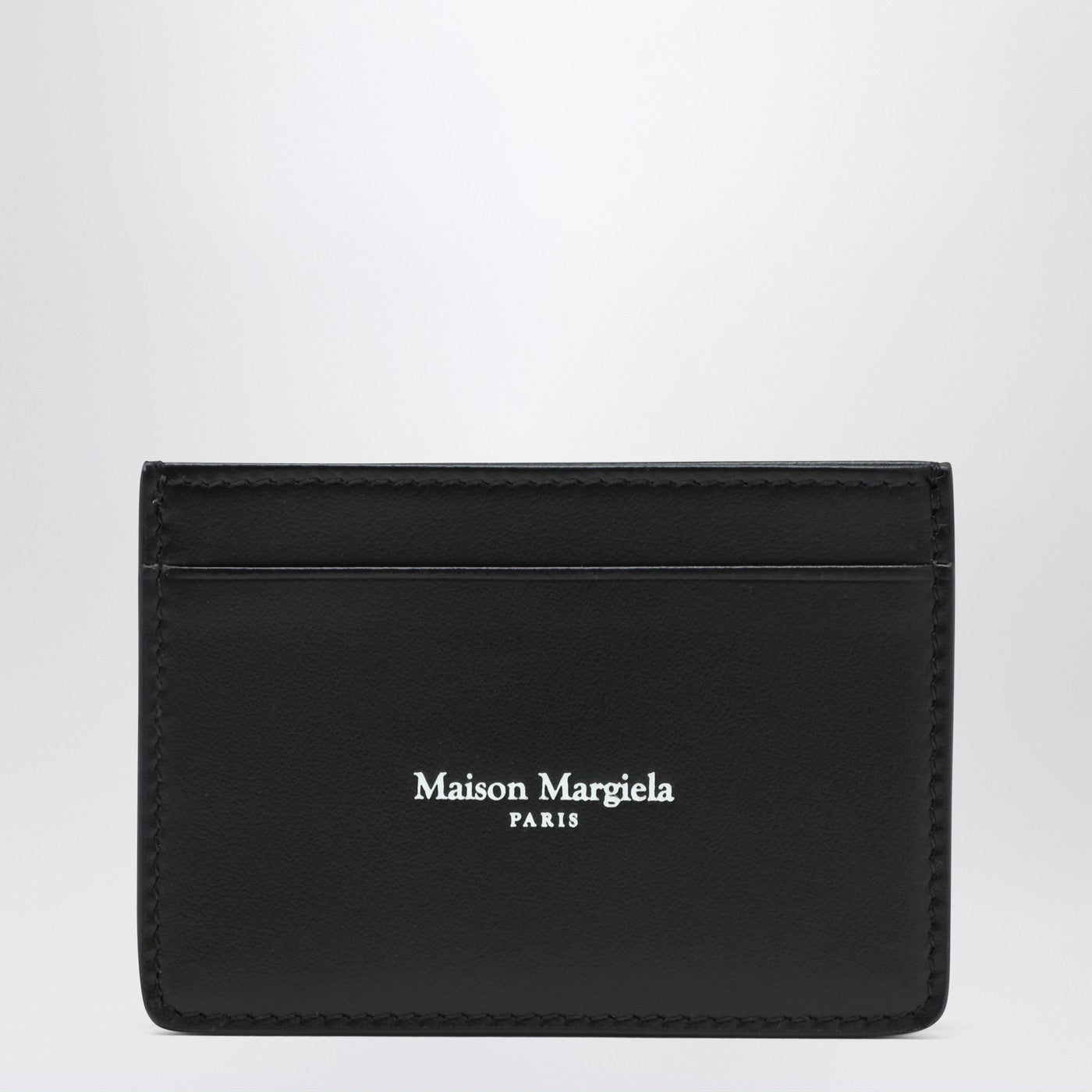 MAISON MARGIELA Portacarte nero in pelle con logo | TheDoubleF