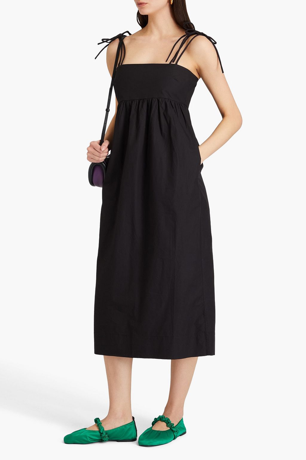 GANNI サテン ミディワンピース フローラルプリント | THE OUTNET