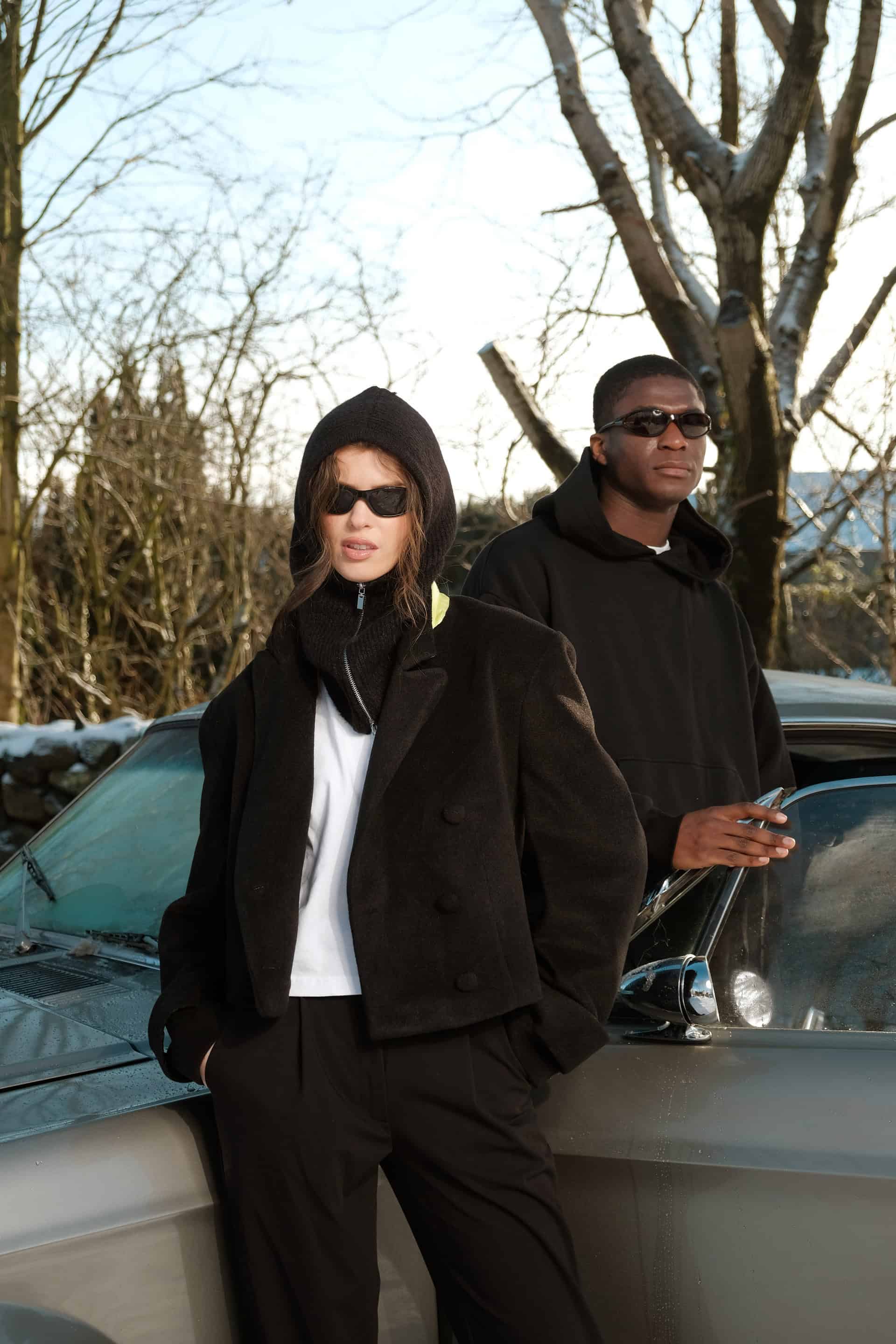 the evergreen jacket | Black Unisex Cropped Contrast Collar Blazer