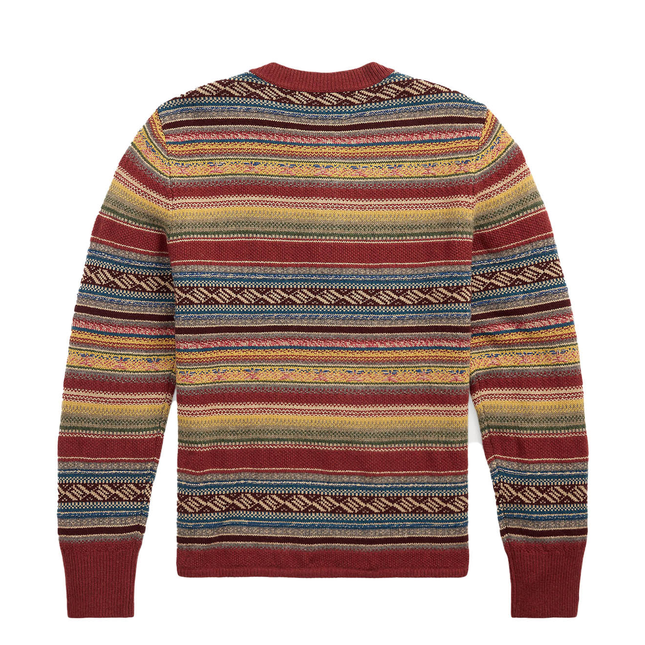 RRL By Ralph Lauren Wool Blend Henley Sweater Red Blue Multi | The