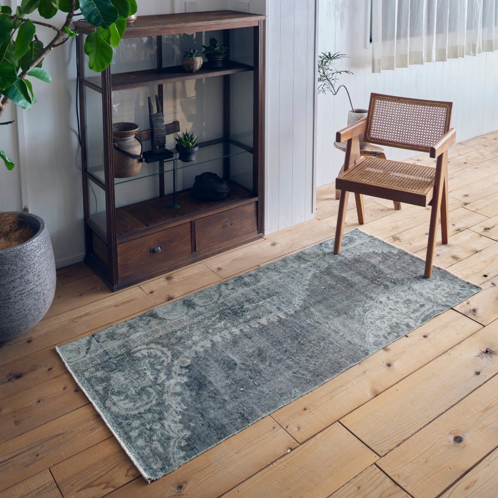 ヴィンテージラグ】トルコ ブルーグレー アンティーク トルコ製