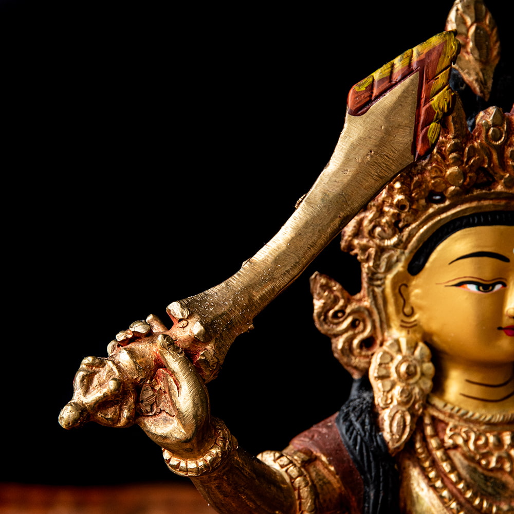 マンジュシュリー - 文殊師利菩薩 銅造鍍金仕上げ - 22cm の通販[送料