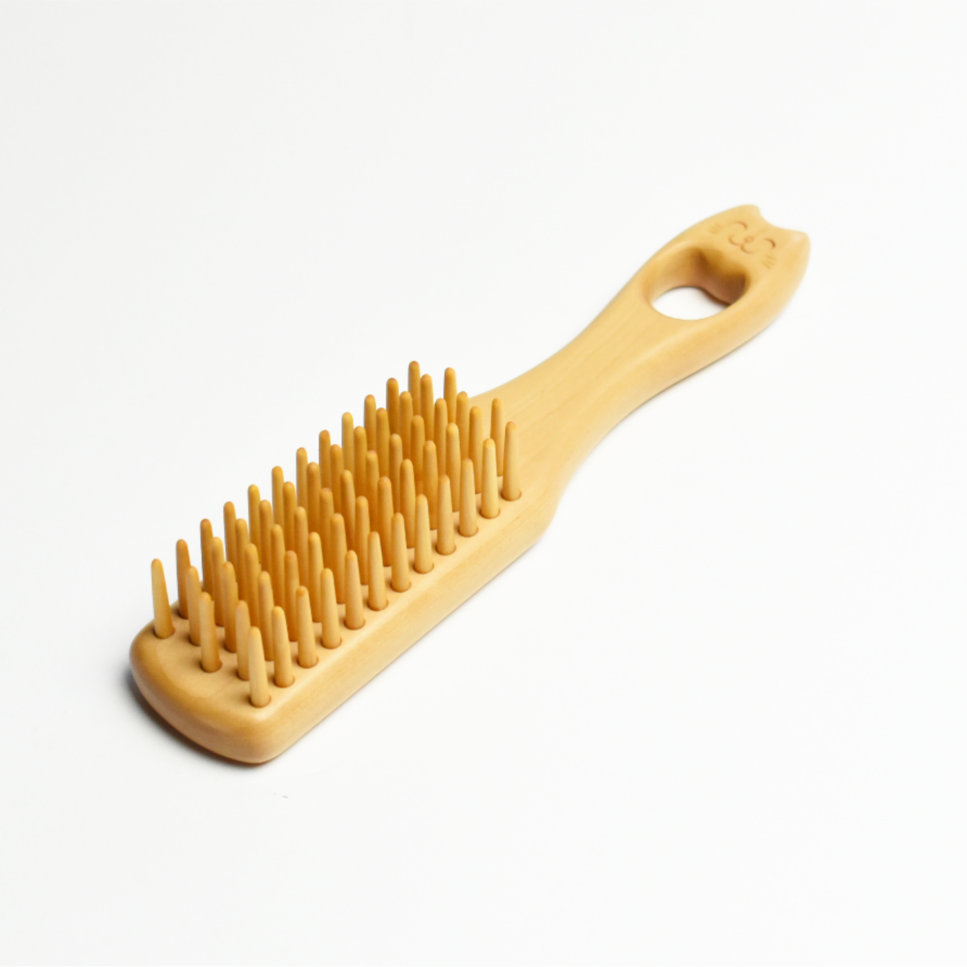 つげブラシ 5列 ネコ にっこり | 別府つげ工芸