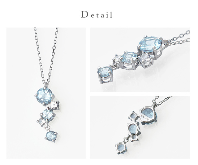 K10ホワイトゴールドアクアマリンネックレス(RPN403-001)|TSUTSUMI