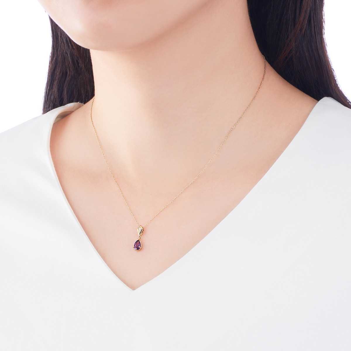 K18イエローゴールドアメシストネックレス(RPN993-002)|TSUTSUMI