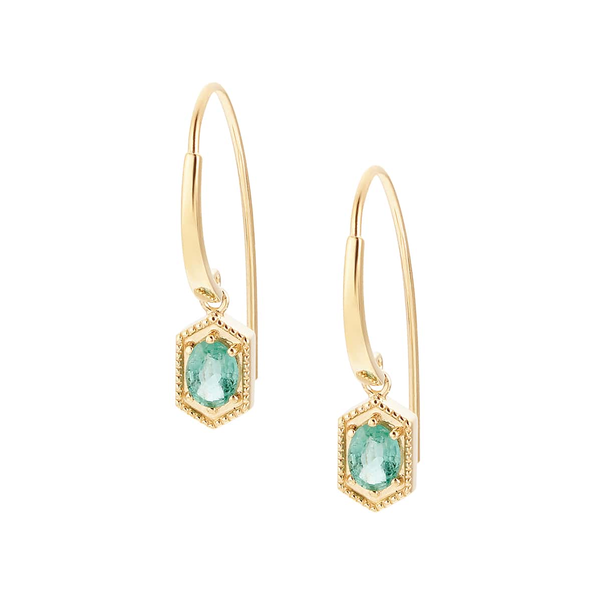 K10イエローゴールドエメラルドピアス(RPE477-003)|TSUTSUMI