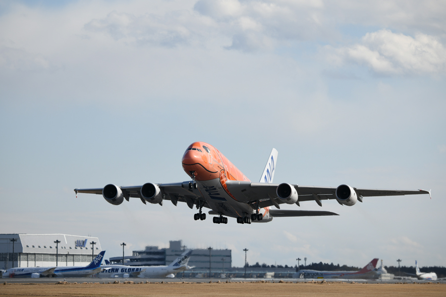 ANA、エアバスA380型機「ホヌ」3号機の整備フライトを初実施 約2時間