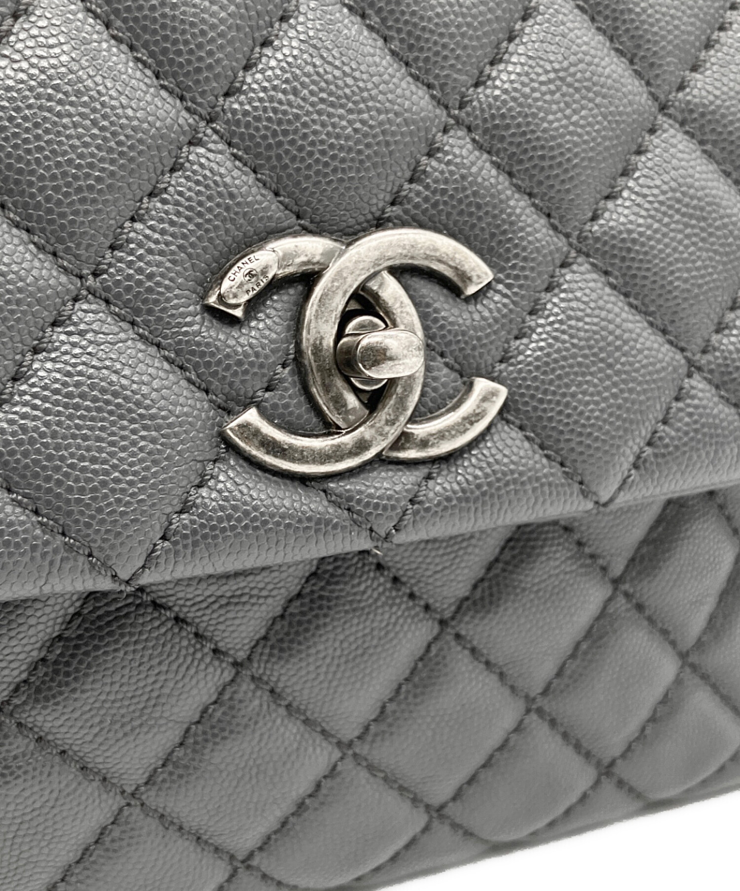中古・古着通販】CHANEL (シャネル) ココハンドル マキシ M グレー