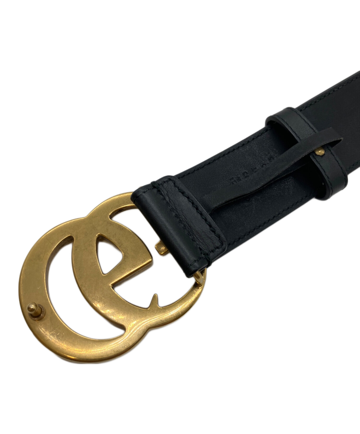 中古・古着通販】GUCCI (グッチ) ダブルGレザーベルト ブラック サイズ