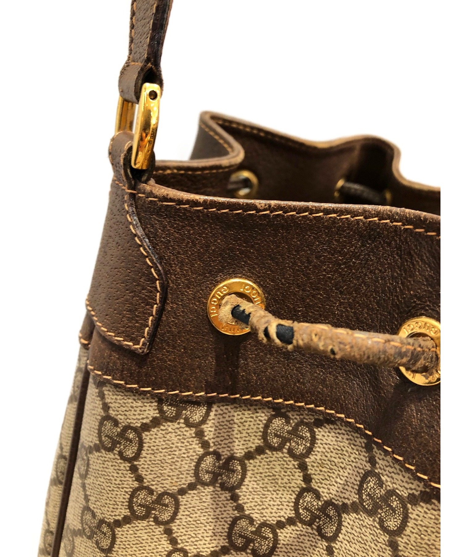 中古・古着通販】GUCCI (グッチ) 巾着ショルダーバッグ ブラウン