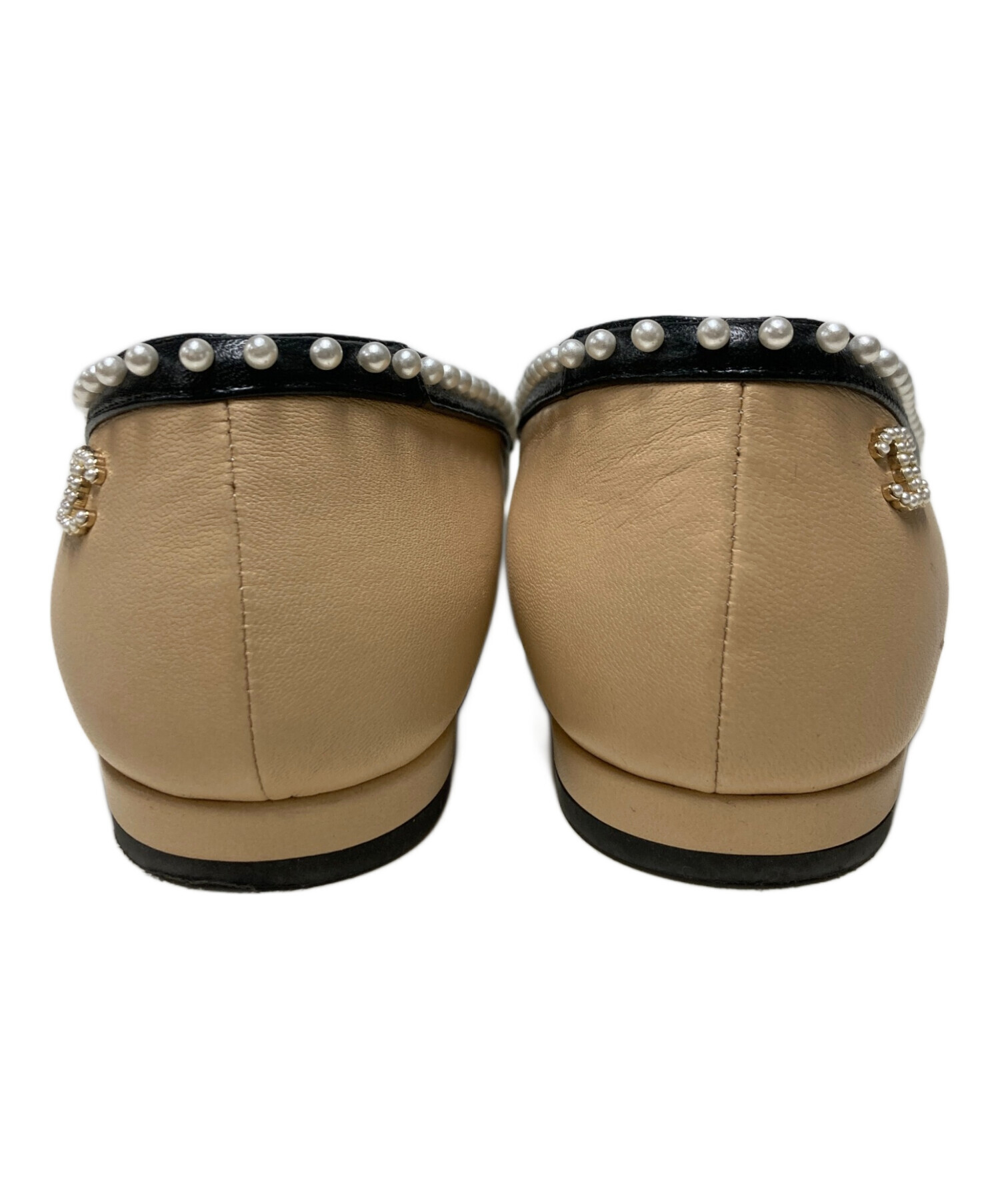 中古・古着通販】CHANEL (シャネル) パールフラットシューズ ベージュ