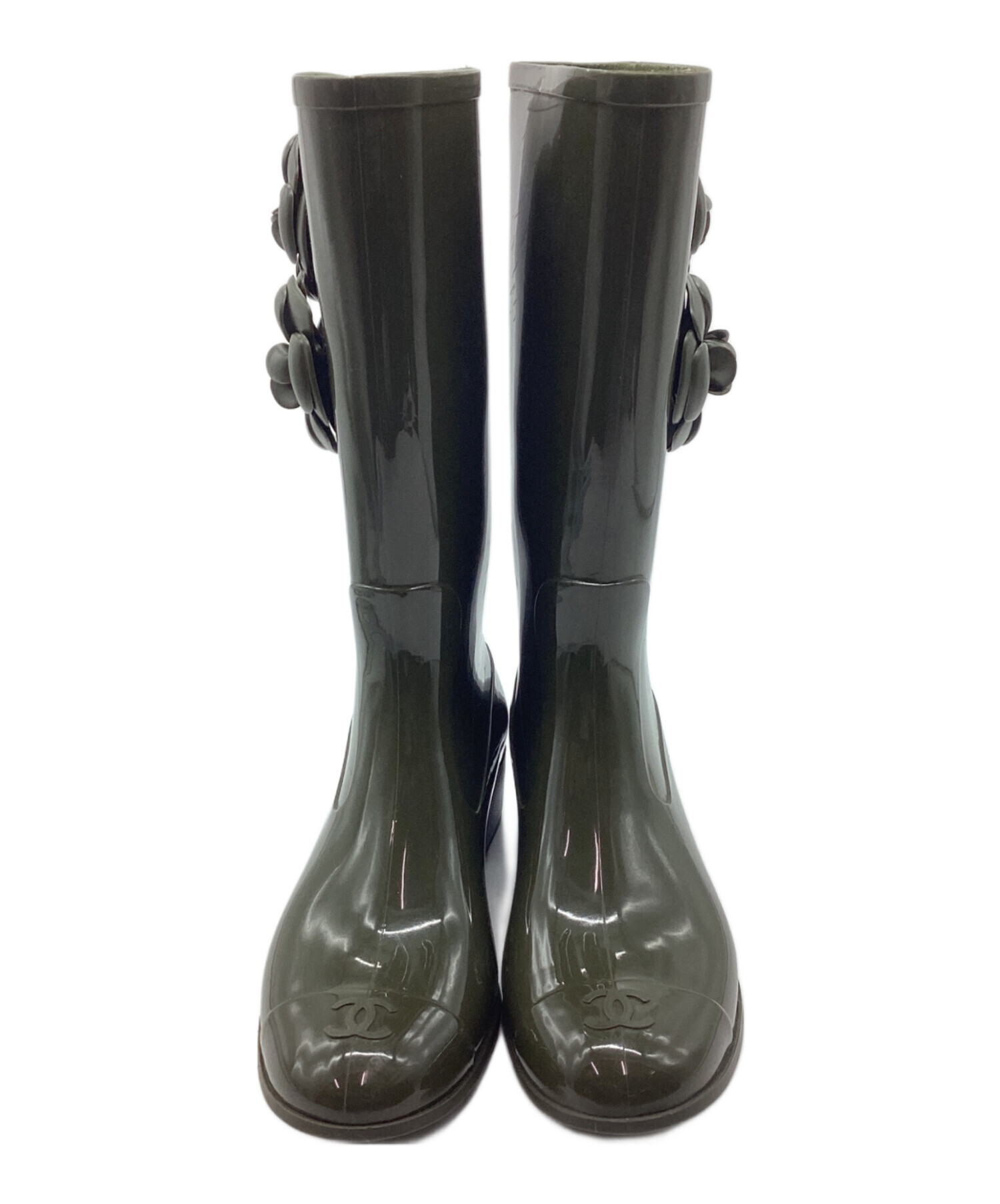 中古・古着通販】CHANEL (シャネル) レインブーツ オリーブ サイズ:39