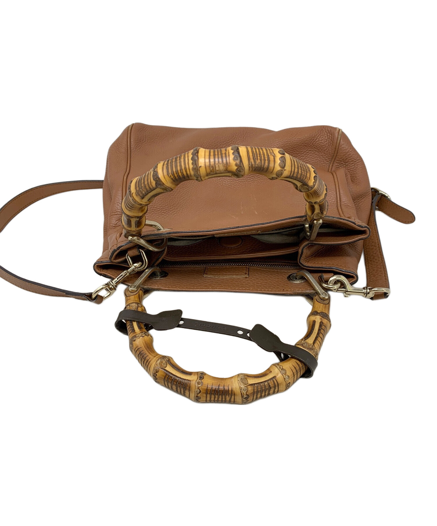 中古・古着通販】GUCCI (グッチ) バンブー2WAYバッグ ブラウン
