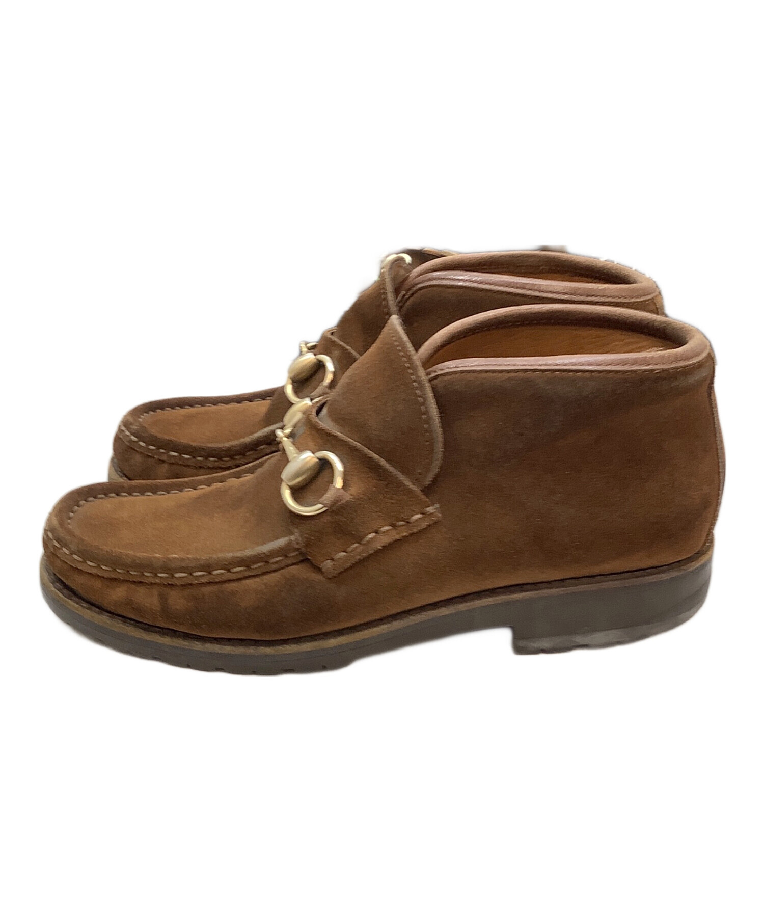 中古・古着通販】GUCCI (グッチ) ホースビットモカシンブーツ ブラウン