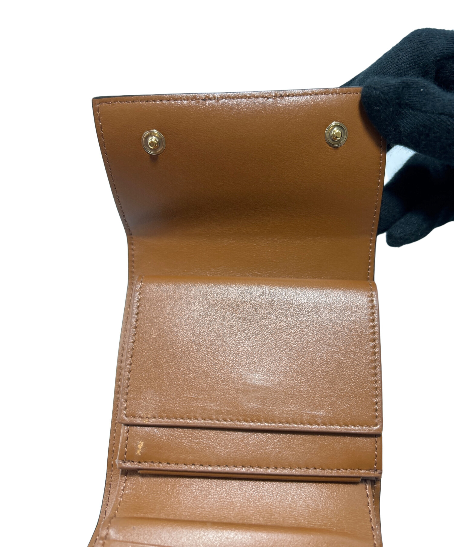 中古・古着通販】CELINE (セリーヌ) 3つ折り財布 ブラック×ブラウン