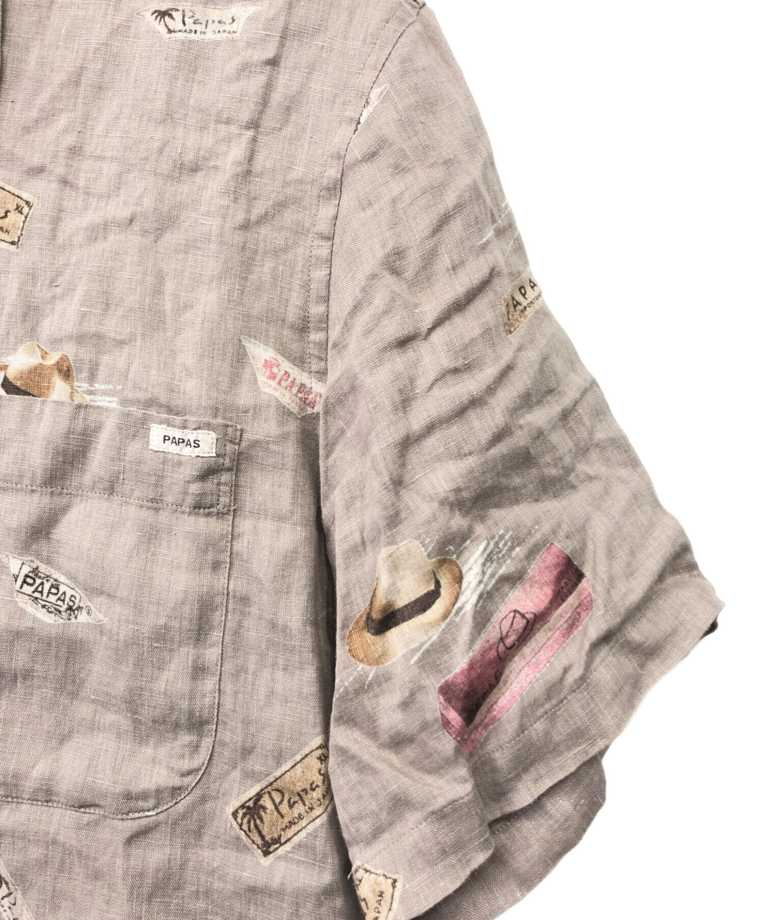 中古・古着通販】PAPAS (パパス) リネンシャツ グレー サイズ:M