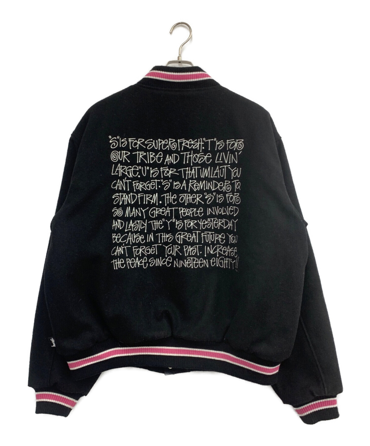 中古・古着通販】stussy (ステューシー) スタジャン ブラック×ピンク