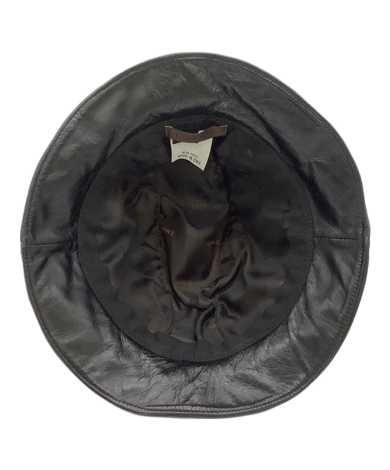 中古・古着通販】LOEWE (ロエベ) レザーハット ブラック サイズ:58