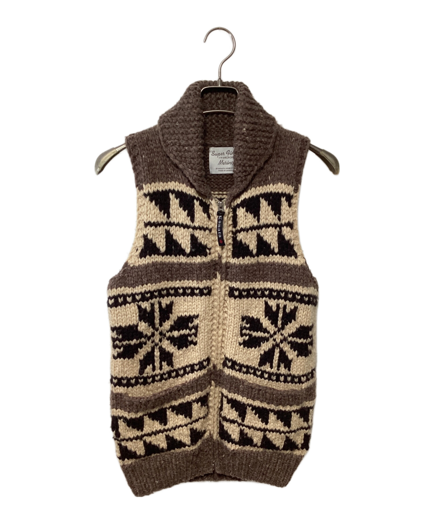 中古・古着通販】KANATA (カナタ) カウチンニットベスト ブラウン