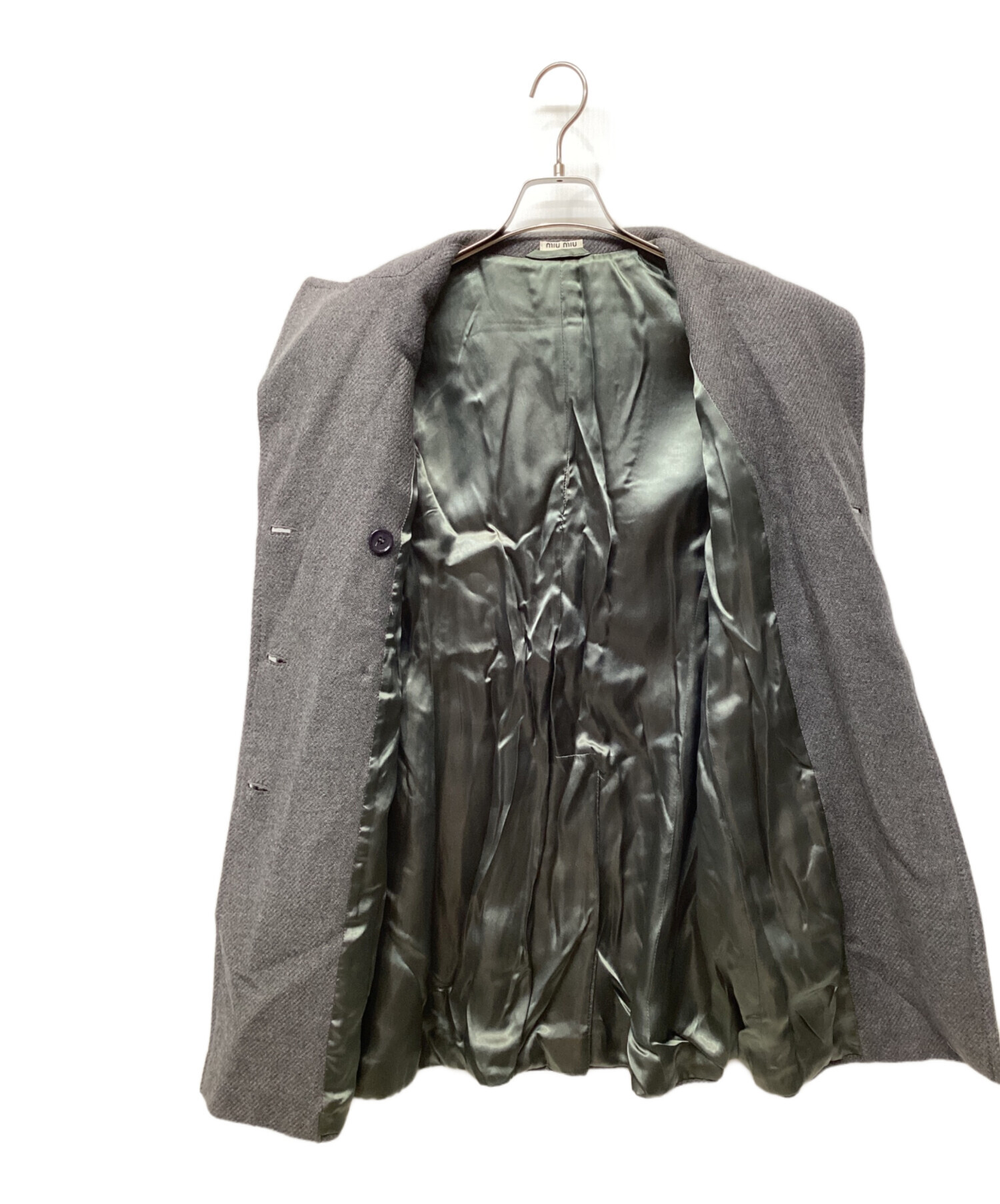 中古・古着通販】MIU MIU (ミュウミュウ) ウールコート グレー サイズ