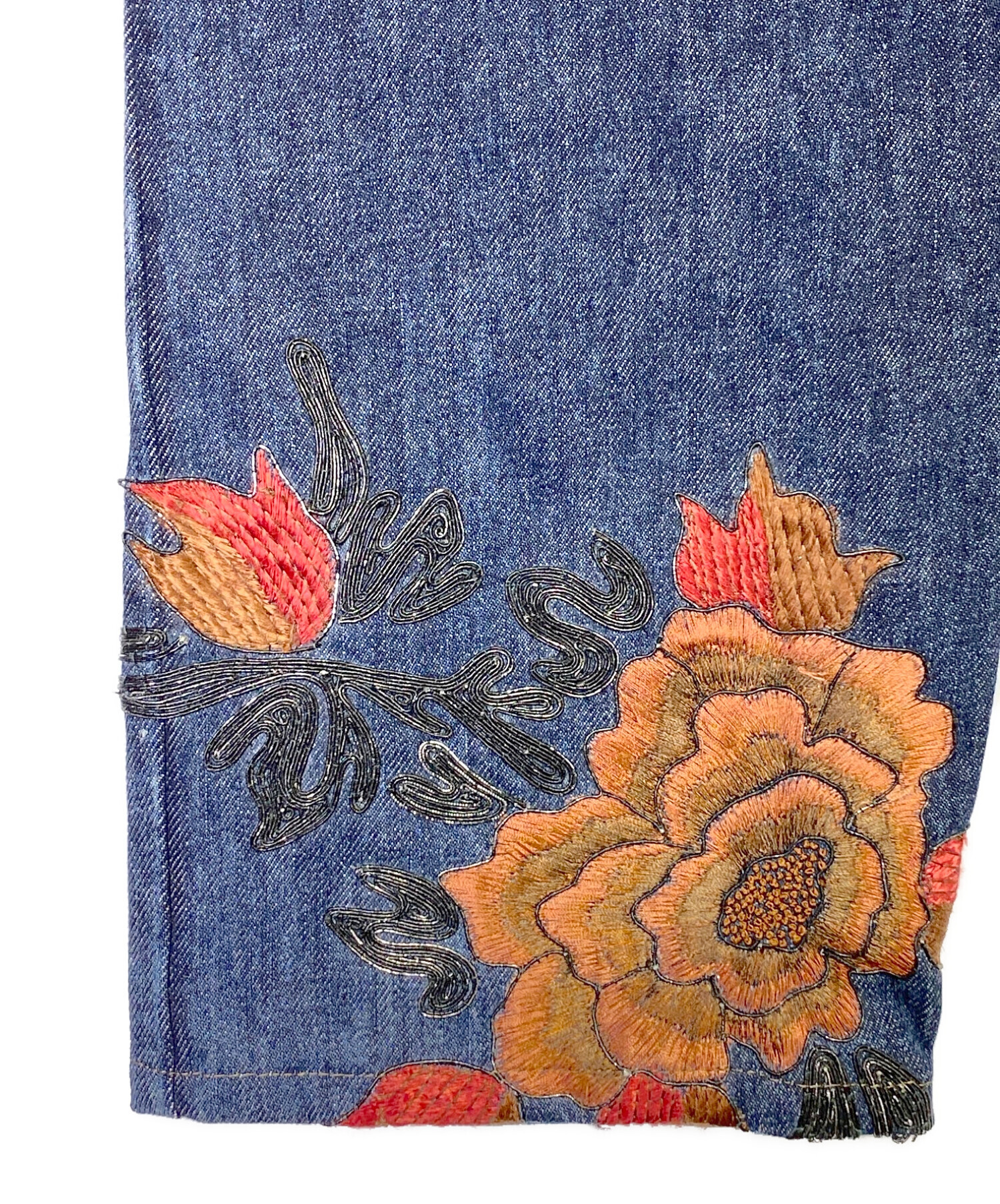 中古・古着通販】GUCCI (グッチ) フラワー刺繍デニムパンツ インディゴ