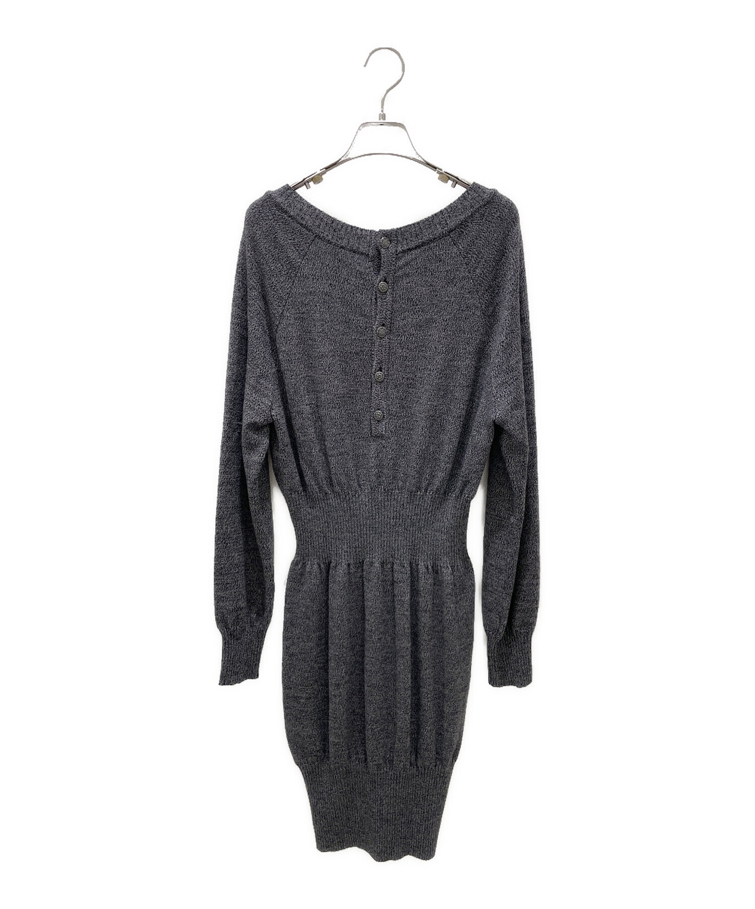 中古・古着通販】CHANEL (シャネル) ニットワンピース グレー サイズ