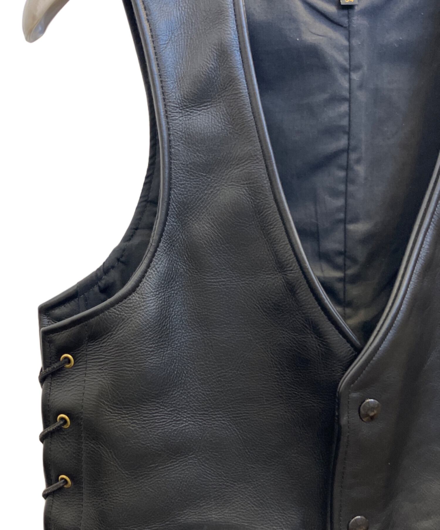 中古・古着通販】VANSON (バンソン) レザーベスト ブラック サイズ:34