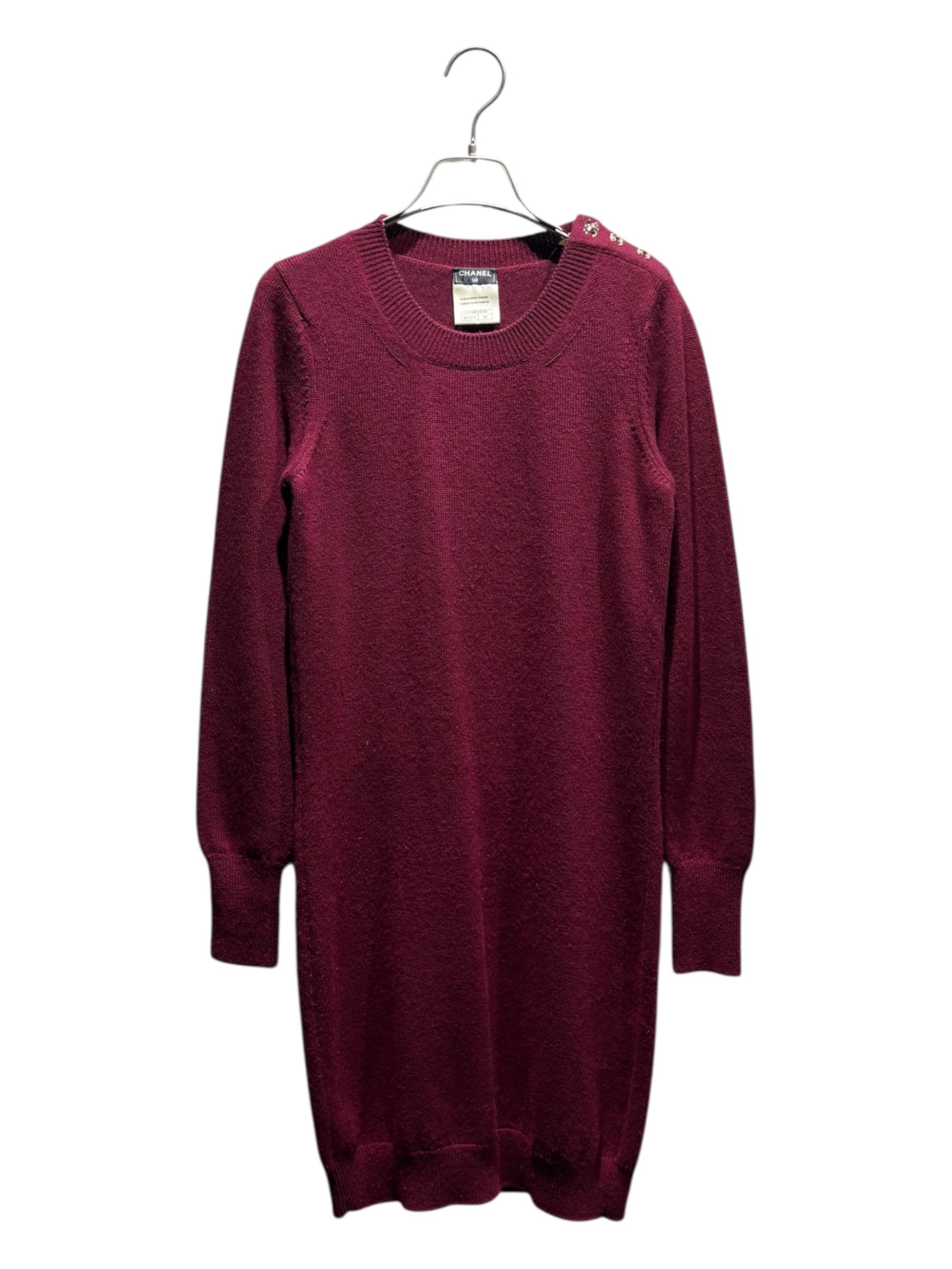 中古・古着通販】CHANEL (シャネル) ニットワンピース パープル サイズ
