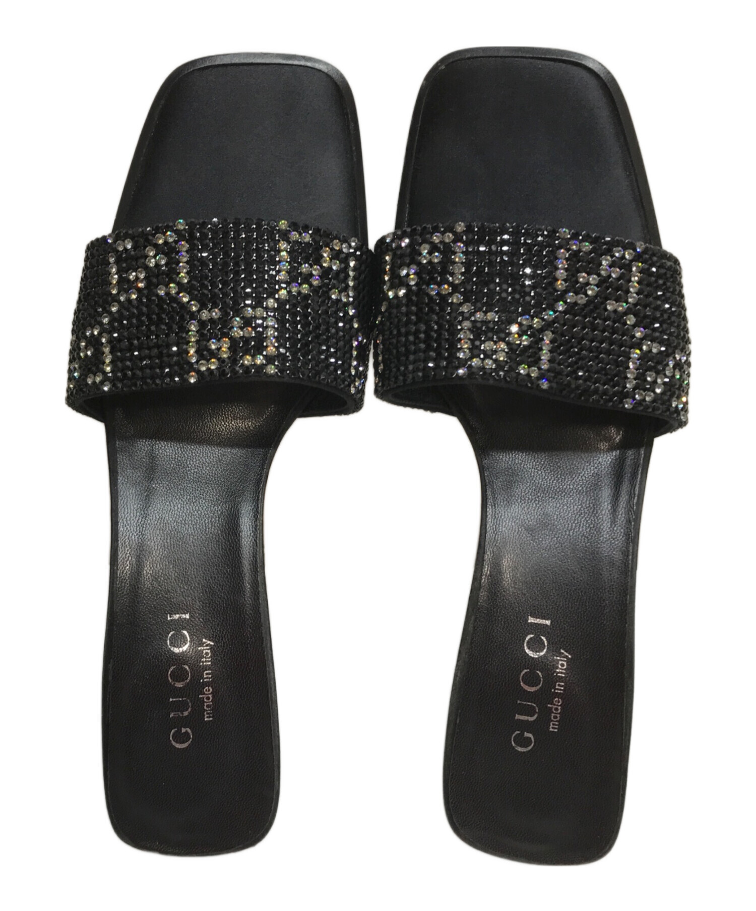 中古・古着通販】GUCCI (グッチ) ラインストーンヒールサンダル